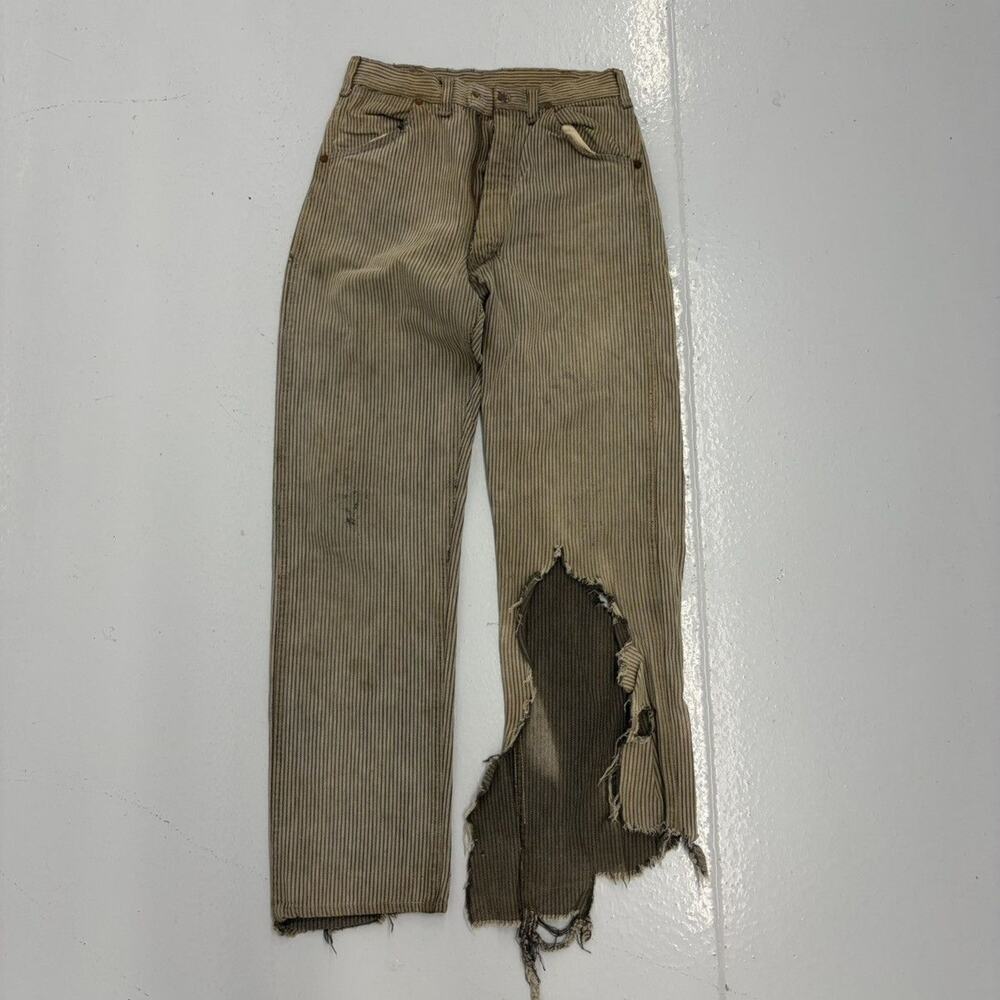 Vintage 60s Blue Gem Black/White Striped Jeans 25x29